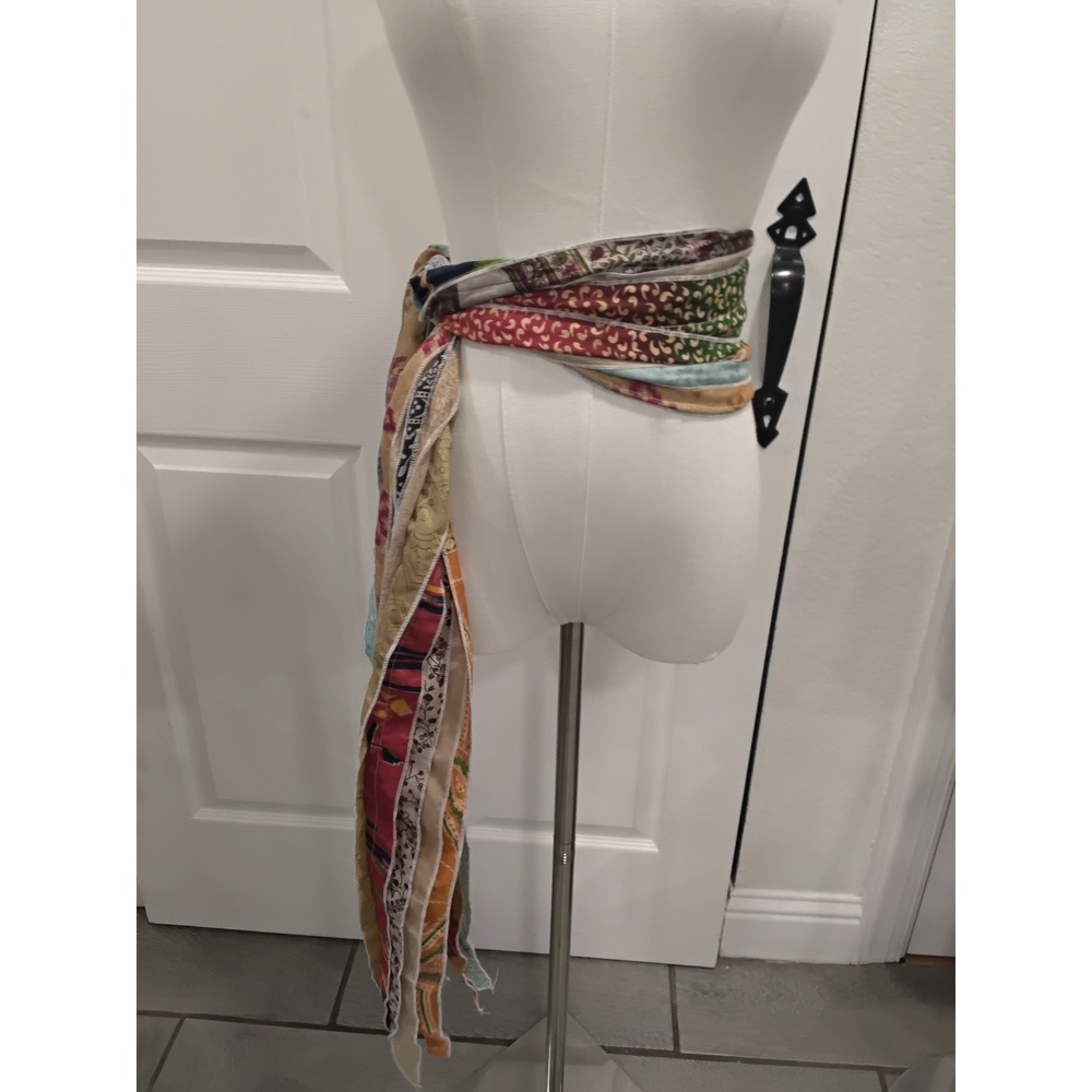 Boho Patchwork Silk Wrap Top / Scarf Convertible … - image 5